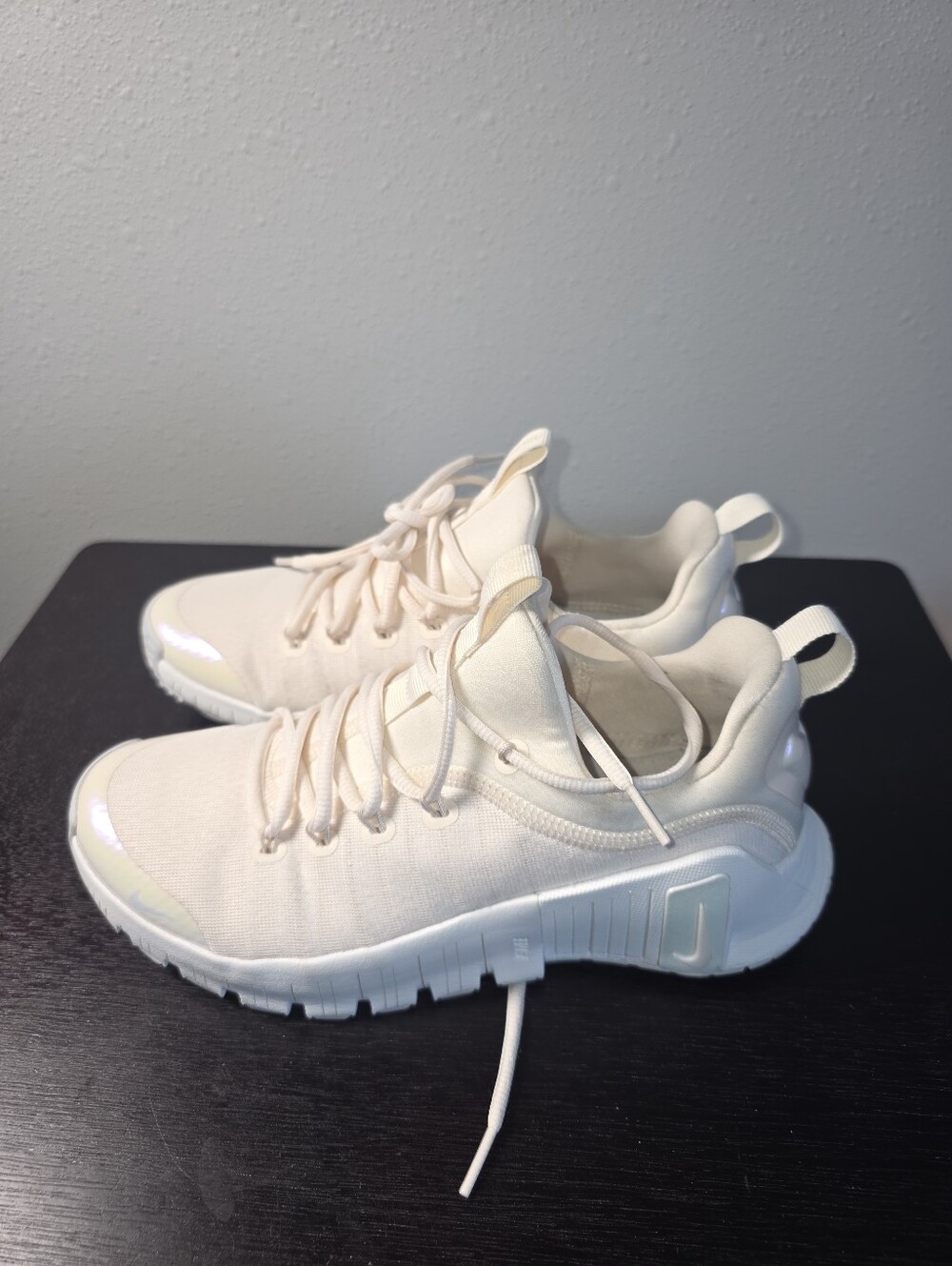 Nike Women’s Light Beige Knit Lace-Up Sneakers